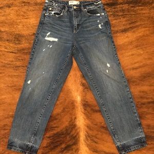 Dark Wash Ripped Garage Brand Mom Jeans